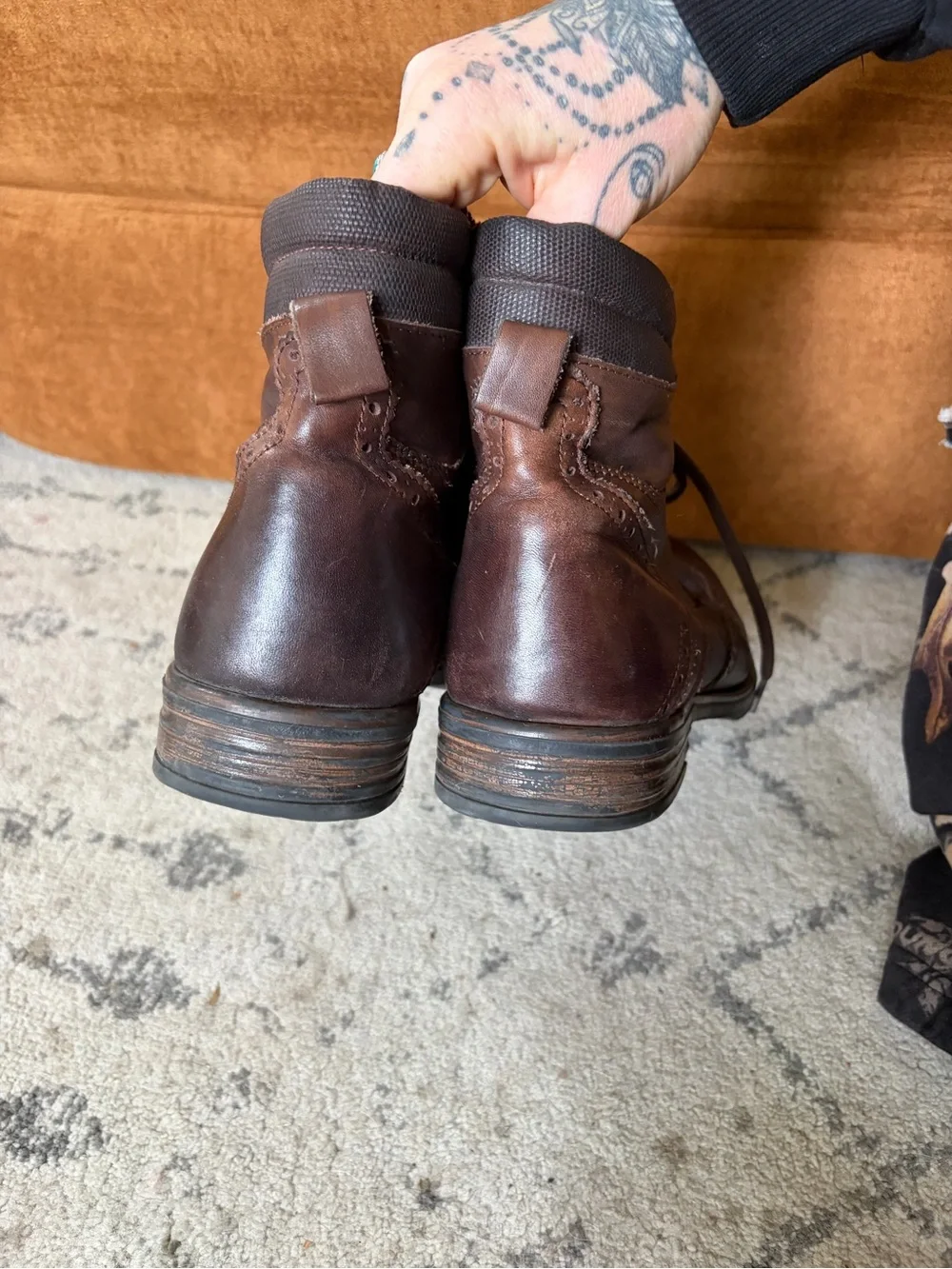 Steve Madden Gastonn Size 10D Men's Brown Leather Wingtip Lace-Up Boot